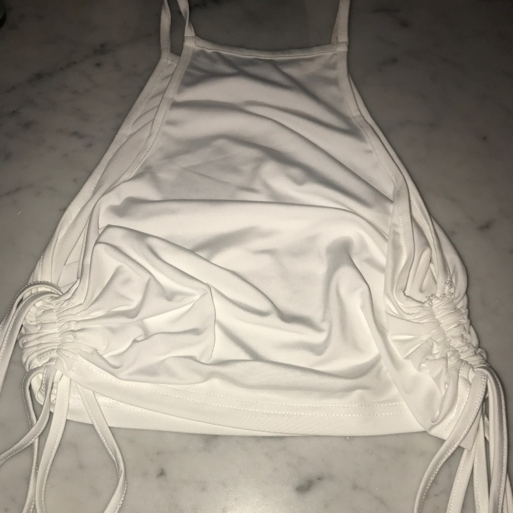 White Drawstring Halter Top - Picture 2 of 2